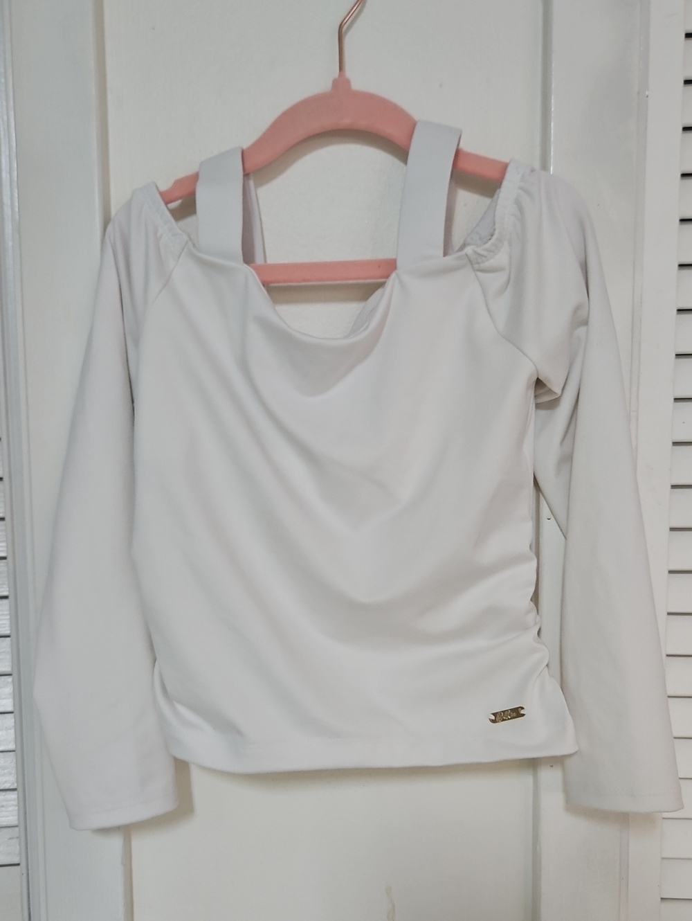Justice Girl's White Off-Shoulder Long Sleeve Top